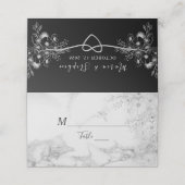 De Placement Vintage Elegant Black Mariage Carte Place (Extérieur déplié)