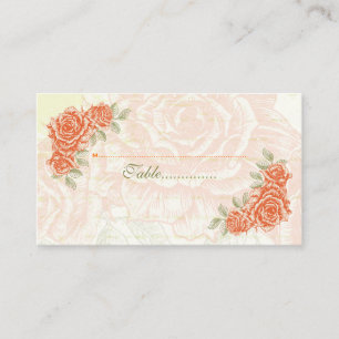 De Placement Vintage tangerine orange rose mariage carte place