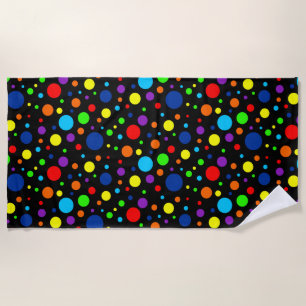 De Plage Black Rainbow Spots Beach Serviette