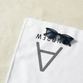 De Plage Blanc minimal moderne Monogramme initial Serviette (En situation)
