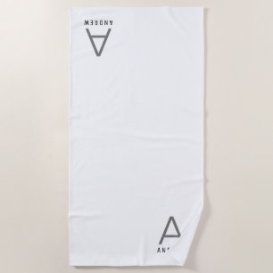 De Plage Blanc minimal moderne Monogramme initial Serviette