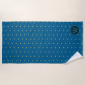 De Plage Bleu avec or Accent Houndstooth Beach Serviette (Devant)