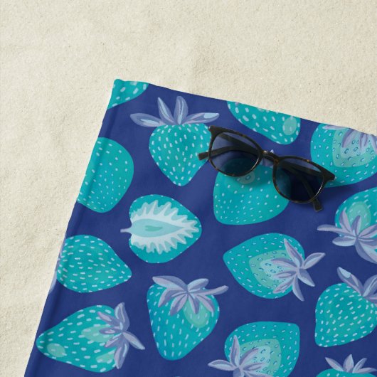 De Plage Bleu Été Fraise Fruit Beach Serviette (En situation)