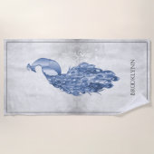De Plage Blue Elegant Peacock Beach Serviette (Devant)