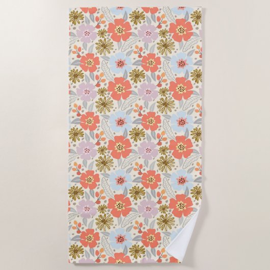 De Plage Boho Inspiré Floral Pattern Beach Serviette (Devant)