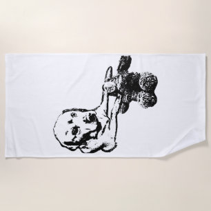 De Plage Chien & Nounours Serviette Noir & Blanc