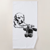 De Plage Chien & Nounours | Serviette Noir & Blanc (Devant)