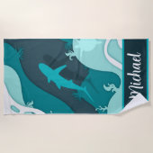 De Plage COOL ! 🏖️ serviette personnalisée Shark Beach - A (Devant)