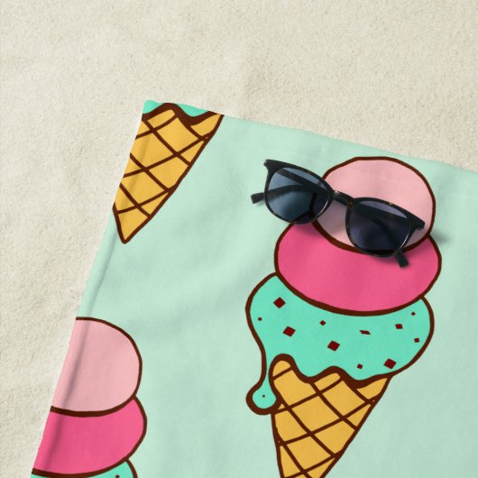 De Plage Crème glacée Cone Beach Serviette Cadeau (En situation)