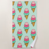 De Plage Crème glacée Cone Beach Serviette Cadeau (Devant)