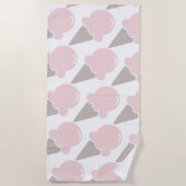 De Plage Crème glacée mignonne serviette rose fraise (Devant)