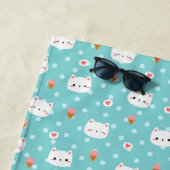 De Plage Cute Chat et crème glacée serviette Motif (En situation)