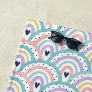 De Plage Cute Pastel Rainbow Motif Beach Serviette