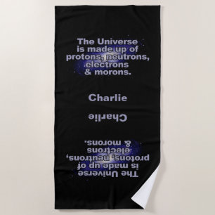 De Plage Drôle "L'Univers" nom personnalisé serviette