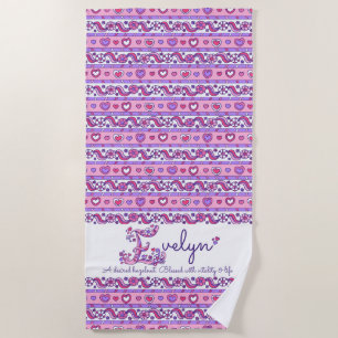 De Plage Evelyn nom signifiant fleurs coeur rose serviette