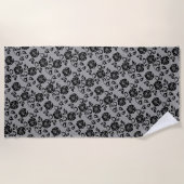 De Plage Faux Black Lace Rose Fishnet Beach Serviette Cadea (Devant)