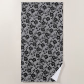 De Plage Faux Black Lace Rose Fishnet Beach Serviette Cadea (Devant)