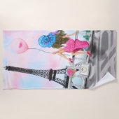 De Plage Femme À Paris Beach Serviette Tour Eiffel (Devant)