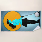 De Plage Femme Golfer Design Cotton Beach Serviette (Devant)