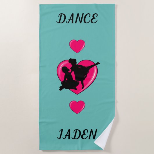 De Plage Filles Danse & Hearts Beach Serviette (Devant)