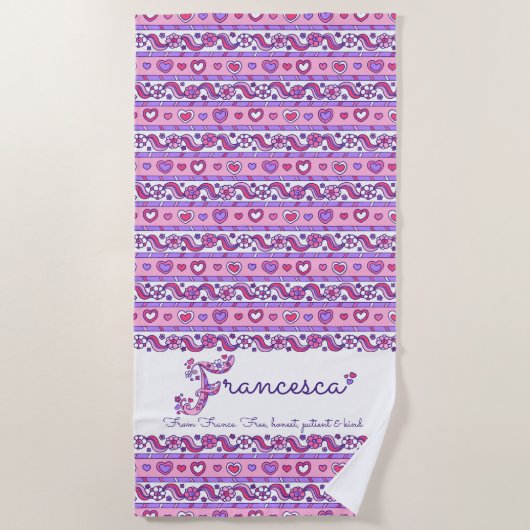 De Plage Francesca signification fleur cœur serviette rose (Devant)