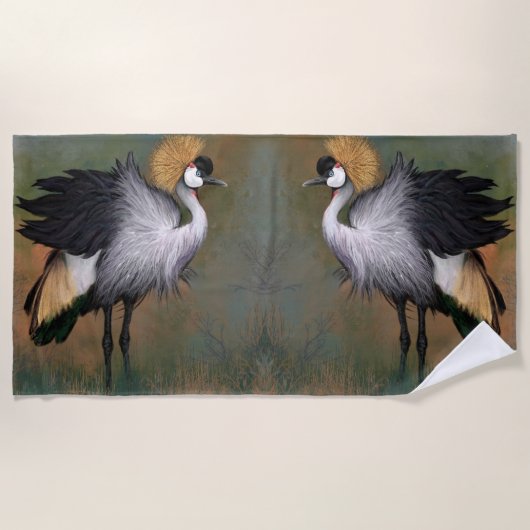 De Plage Gray Crowned Ganes Bird Beach Serviette (Devant)