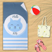 De Plage Hello Kitty Beach Serviette Blanc & Bleu Couleur M