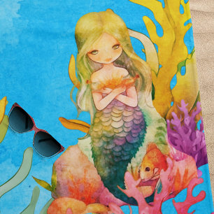 De Plage Joli Boho Monogramme Nom Mermaid Beach Serviette