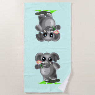 De Plage Little Elephant avec Flower Beach Serviette Amour