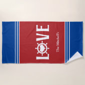 De Plage LOVE Ship Wheel Heart Beach Serviette (Devant)