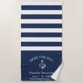 De Plage Marine et Blanc - Concevez votre propre serviette (Devant)