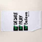 De Plage Mark 11:24 KJV Bible Scripture Beach Serviette (Devant)