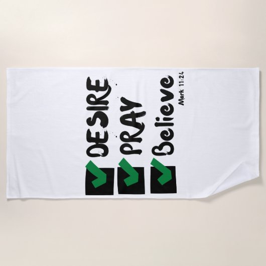 De Plage Mark 11:24 KJV Bible Scripture Beach Serviette (Devant)