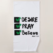 De Plage Mark 11:24 KJV Bible Scripture Beach Serviette (Devant)
