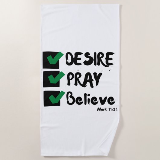 De Plage Mark 11:24 KJV Bible Scripture Beach Serviette (Devant)