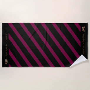 De Plage Miss USA Merlot Wine Stripe Crown Beach Serviette