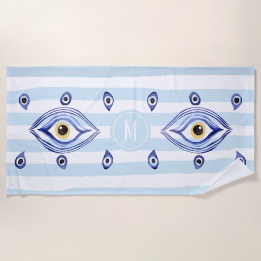 De Plage Monogram Evil Eye Nazar Tendance moderne Serviette (Devant)
