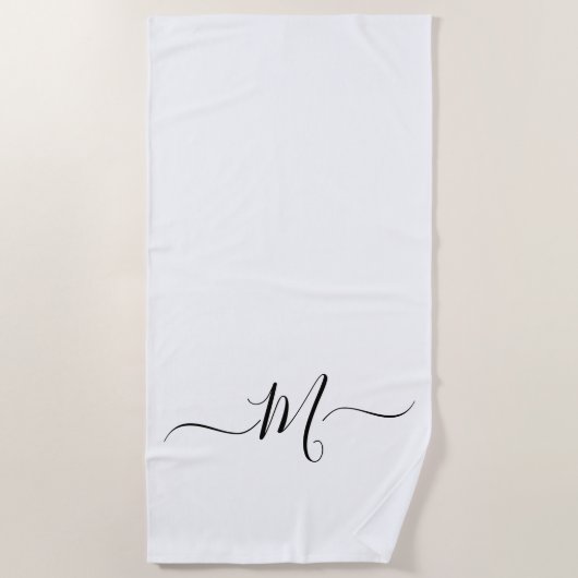 De Plage Monogramme blanc noir moderne Première serviette d (Devant)