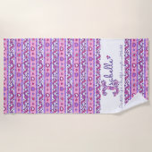 De Plage Nom d'Isabelle signifiant serviette rose au coeur  (Devant)