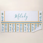 De Plage Nom personnalisé Chic Ancre Design Serviette (Devant)