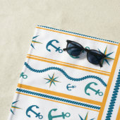 De Plage Nom personnalisé Chic Ancre Design Serviette (En situation)