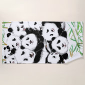 De Plage Panda Family Funny Beach Serviette (Devant)