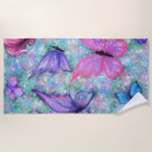 De Plage Papillons colorés Flying Beach Serviette (Devant)