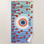De Plage Papillons rouges Evil Eye Rouge Moderne Serviette  (Devant)