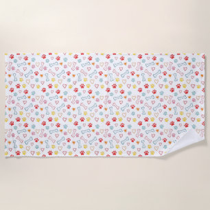 De Plage Pâtes colorées, Coeurs et os Serviette Doodle Beac