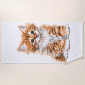 De Plage Petit Chat Beach Serviette Kitten Couleurs Personn (Devant)