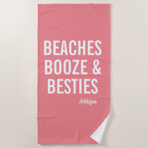 De Plage Plages Booze & Besties Coral Beach Serviette