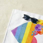 De Plage Rainbow Pride Love Beach Serviette (En situation)