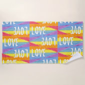 De Plage Rainbow Pride Love Beach Serviette (Devant)