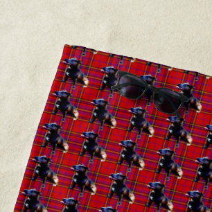 De Plage Red Tartan Staffordshire Bull Terrier, Serviette d